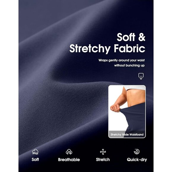 Women’s Golf Skirt Elastic Waist 18" Knee Length Pockets for Tennis Pickleball - Picture 5 of 6